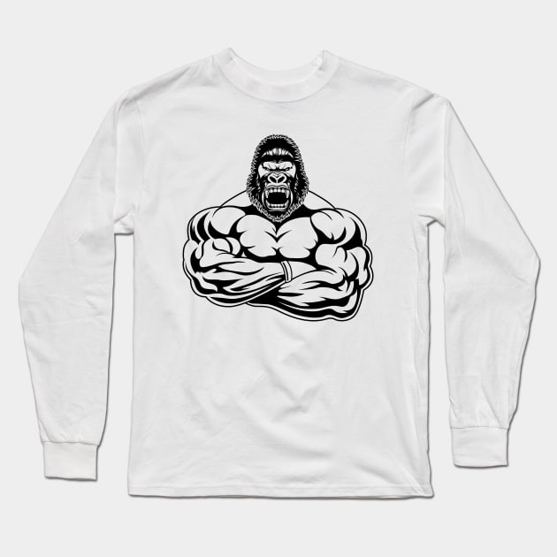 Anthropomorphic gorilla bodybuilder. Long Sleeve T-Shirt by STARSsoft